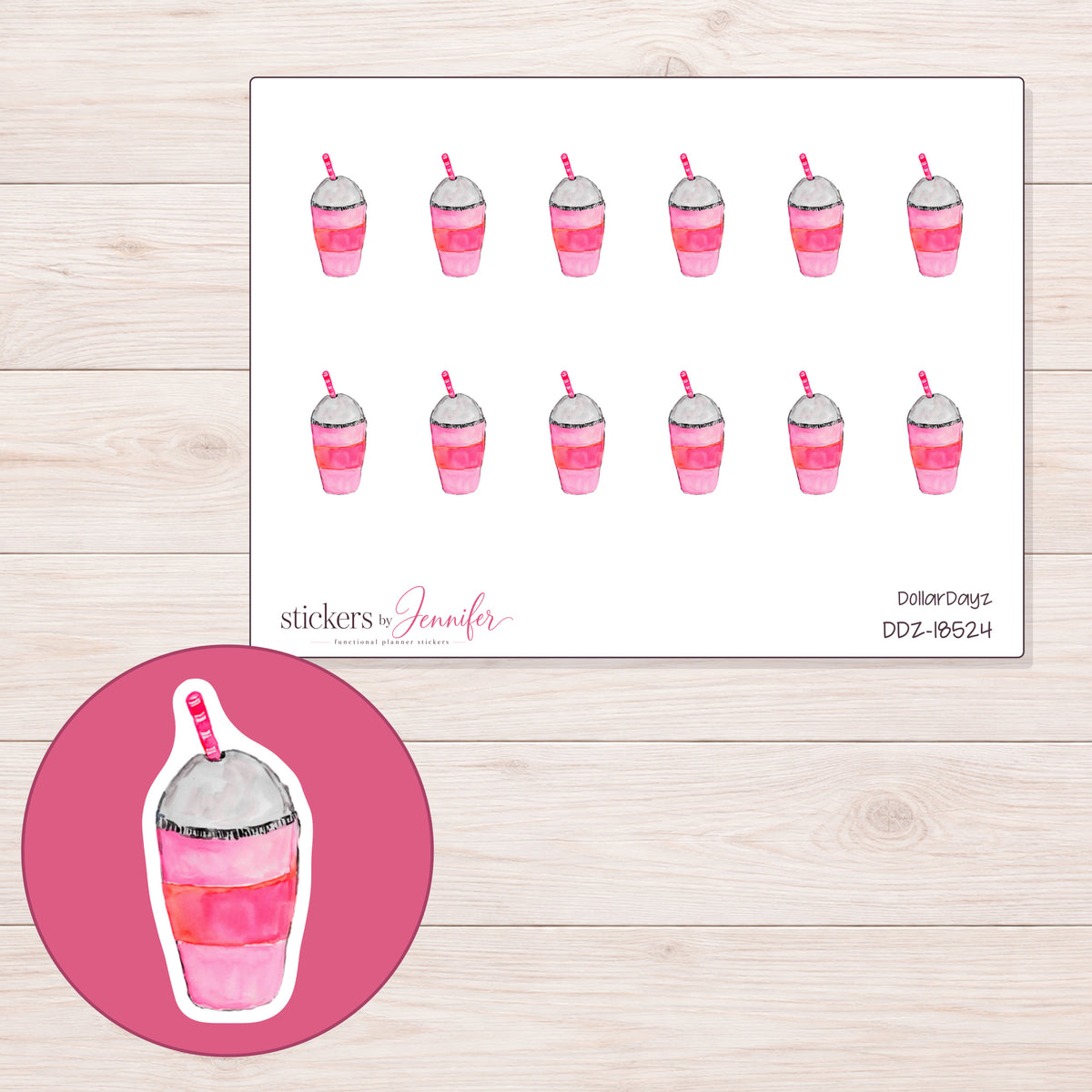 DDZ-18524 planner sticker sheet with enlarged sticker detail