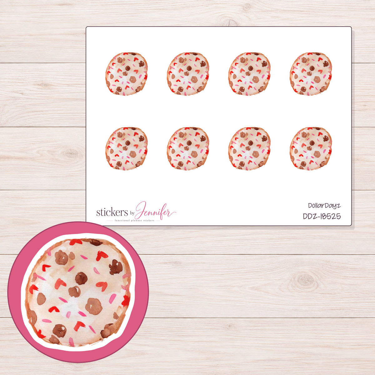 DDZ-18525 planner sticker sheet with enlarged sticker detail
