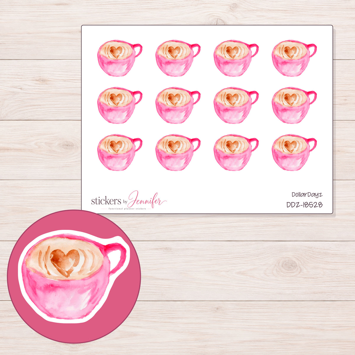 DDZ-18528 planner sticker sheet with enlarged sticker detail