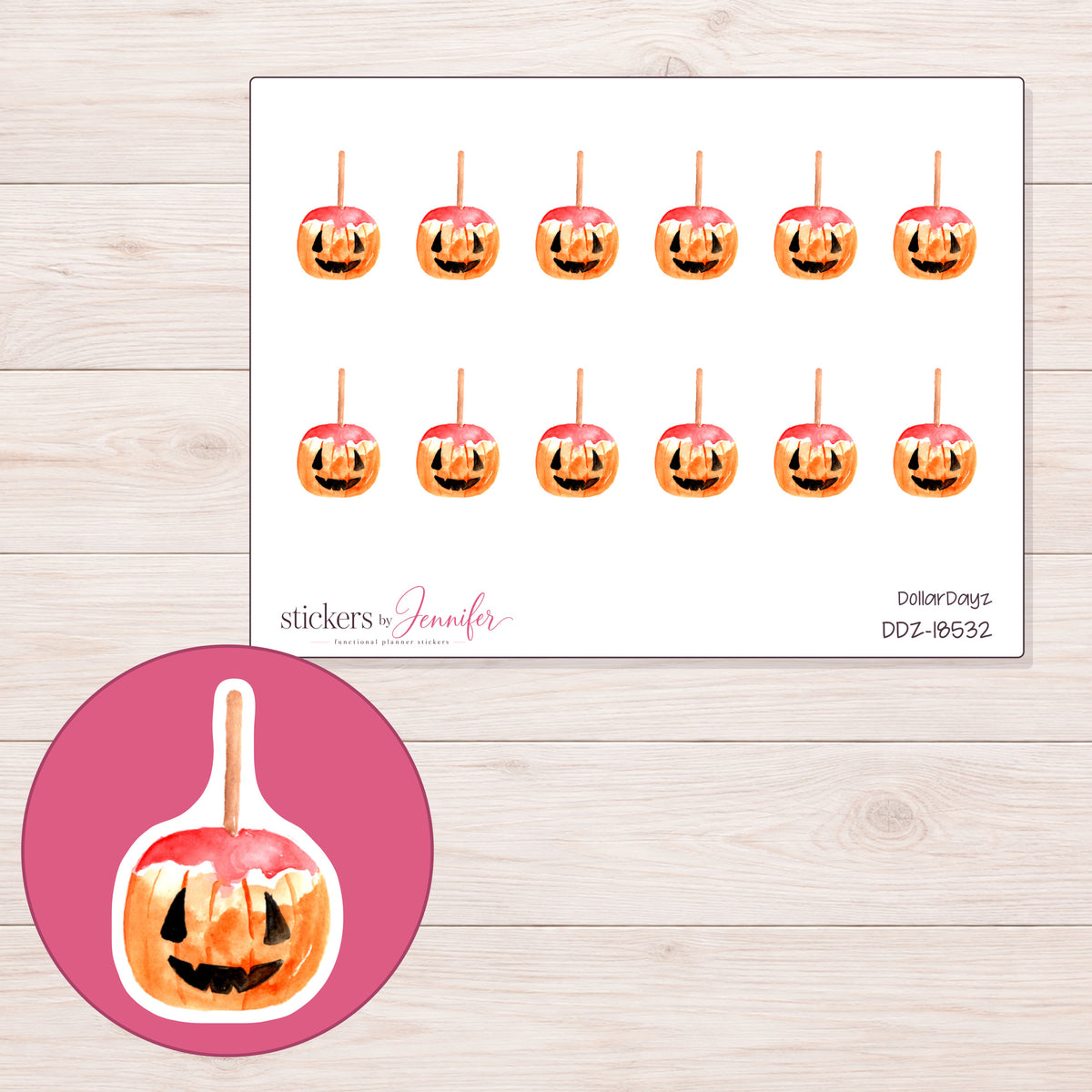 DDZ-18532 planner sticker sheet with enlarged sticker detail