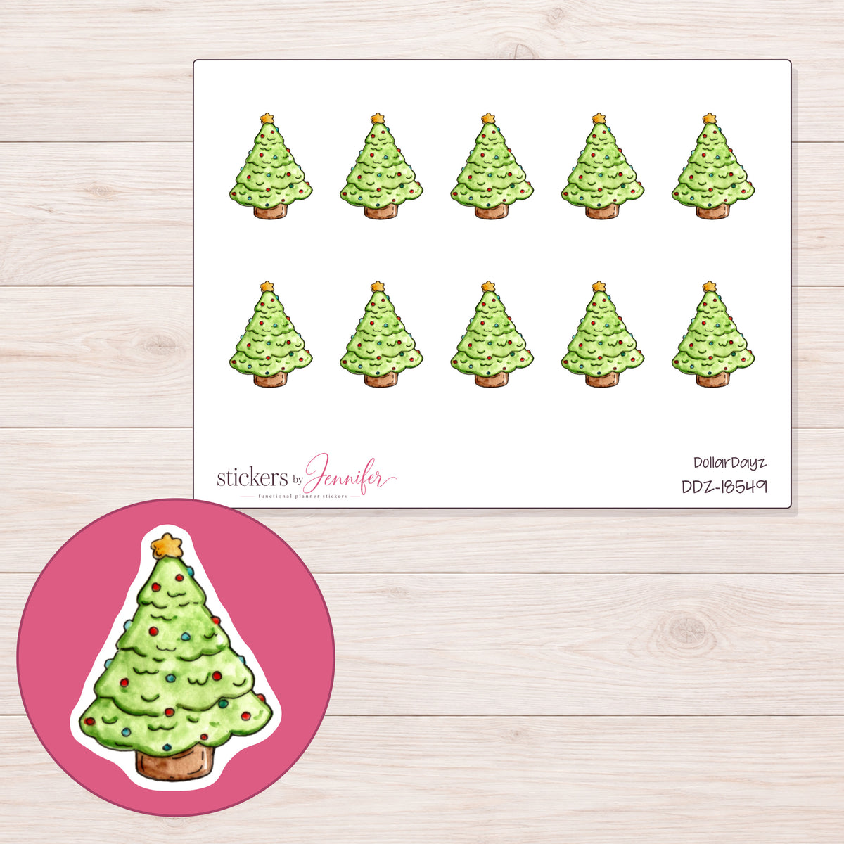 DDZ-18549 planner sticker sheet with enlarged sticker detail