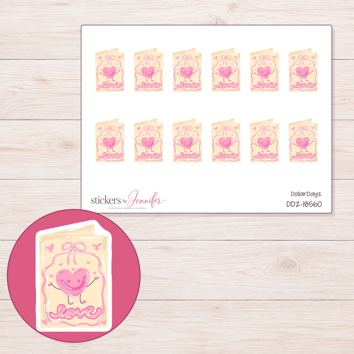 DDZ-18560 planner sticker sheet with enlarged sticker detail