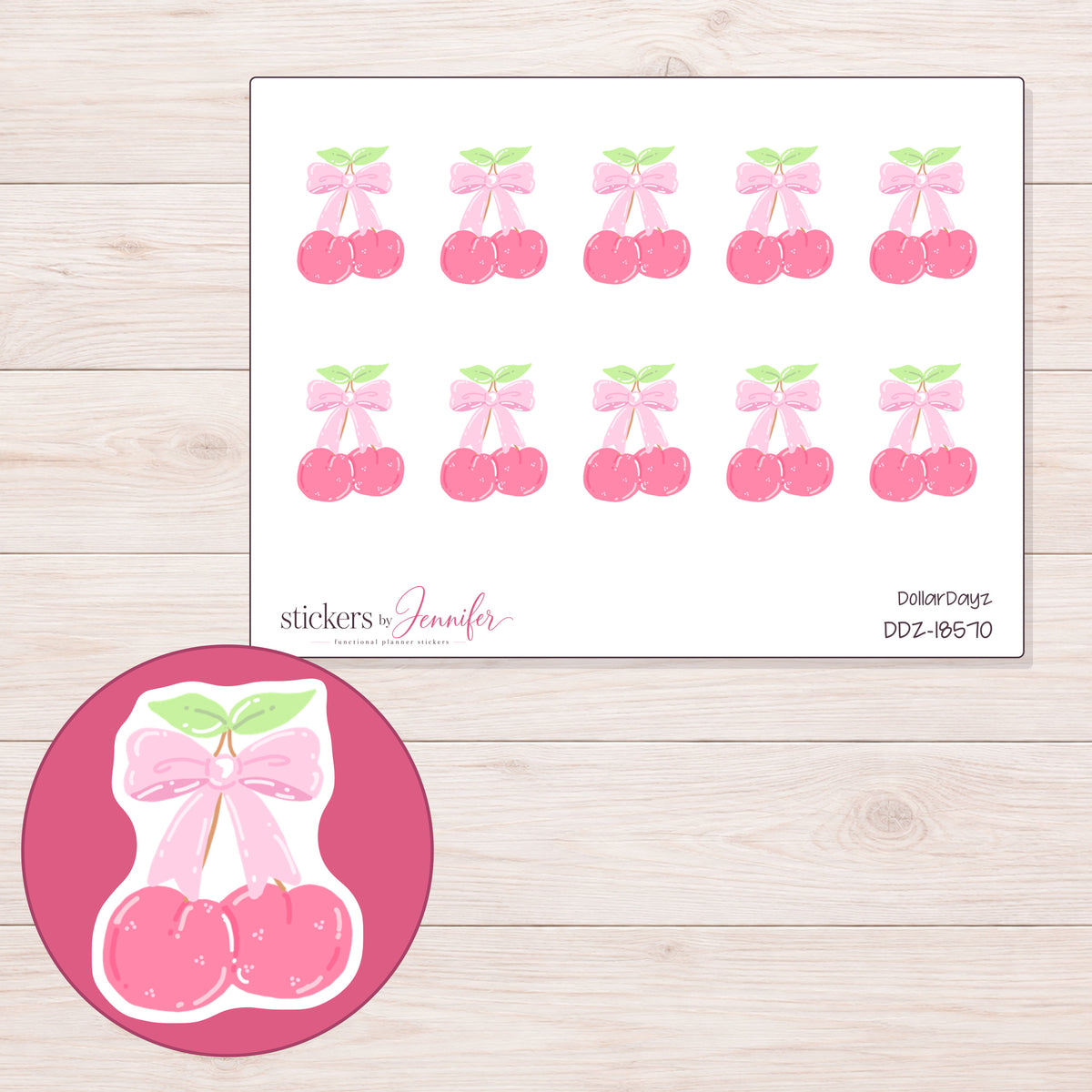 DDZ-18570 planner sticker sheet with enlarged sticker detail