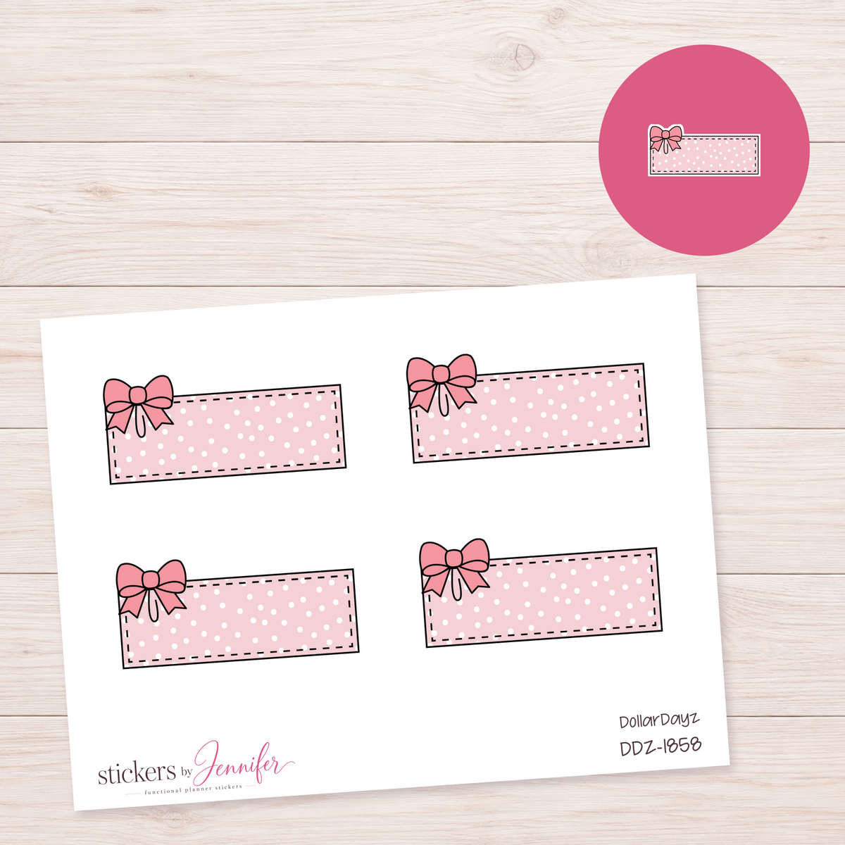 Pink Bow Label Planner Stickers | DDZ-1858