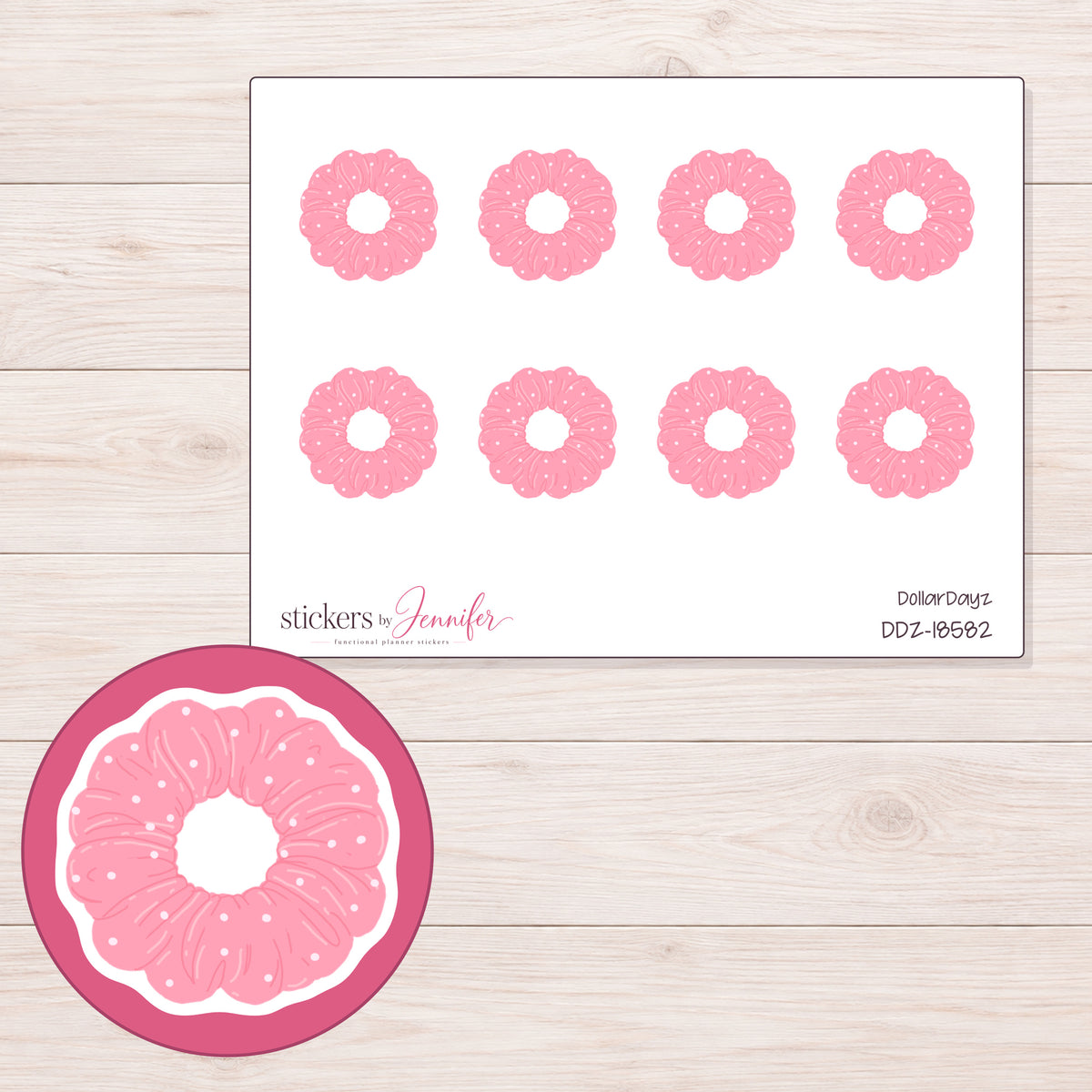 DDZ-18582 planner sticker sheet with enlarged sticker detail