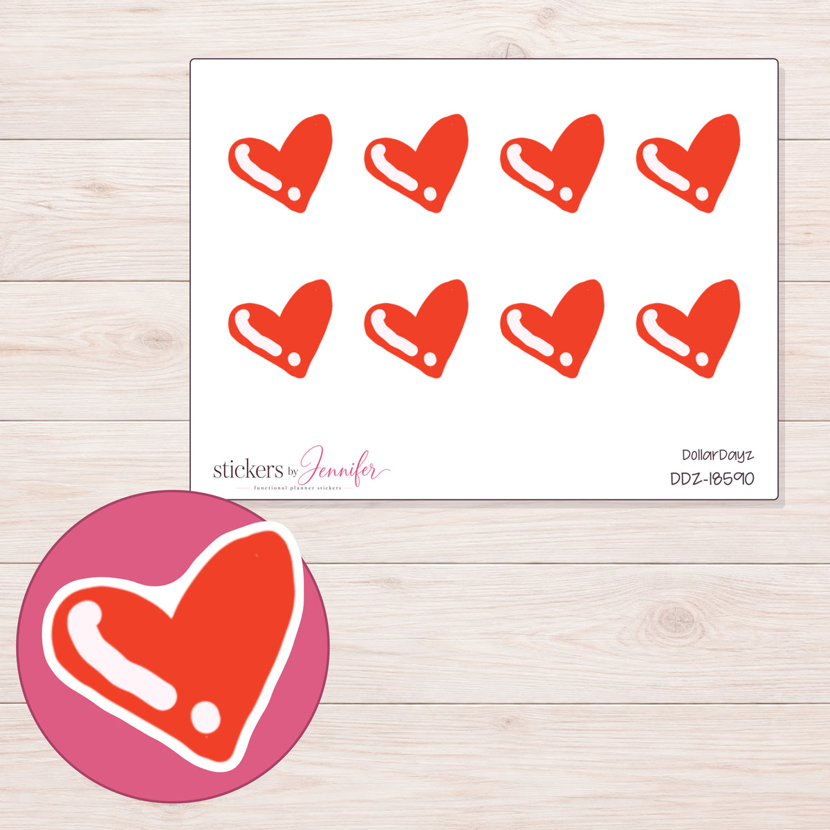 DDZ-18590 planner sticker sheet with enlarged sticker detail