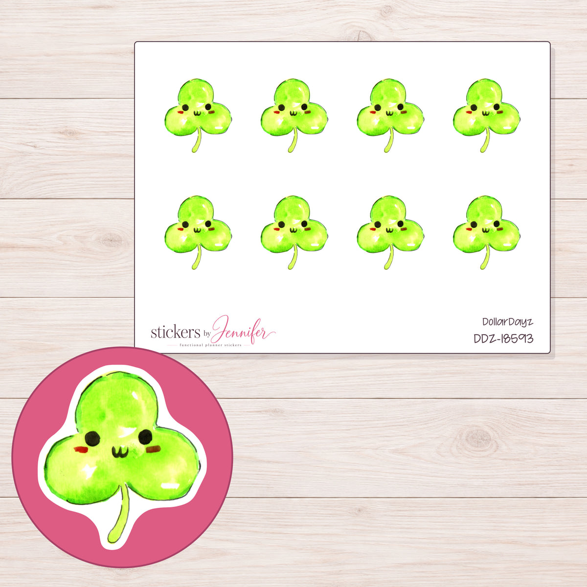 DDZ-18593 planner sticker sheet with enlarged sticker detail