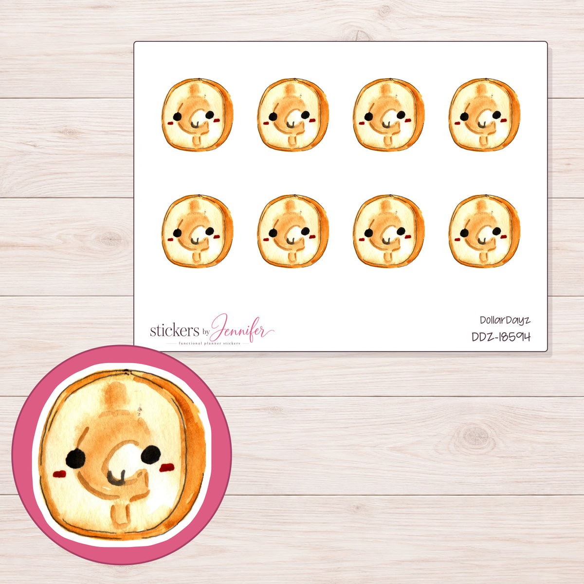DDZ-18594 planner sticker sheet with enlarged sticker detail