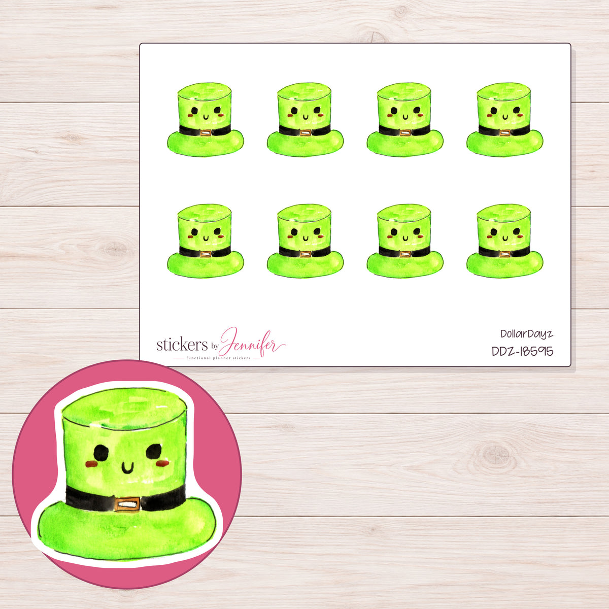 DDZ-18595 planner sticker sheet with enlarged sticker detail