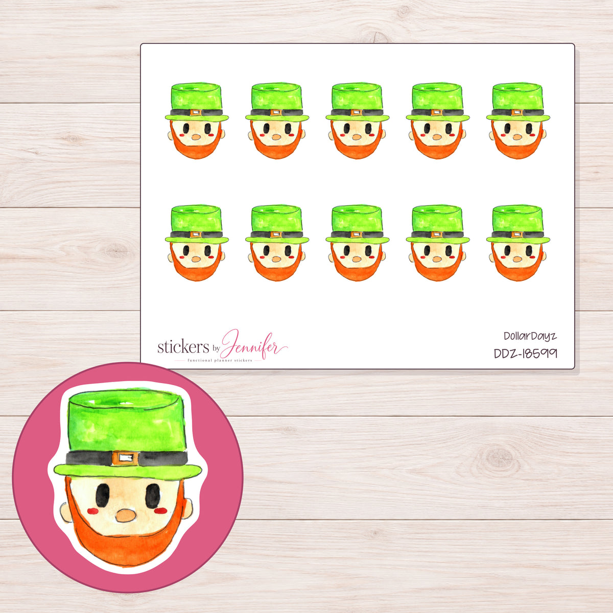 DDZ-18599 planner sticker sheet with enlarged sticker detail
