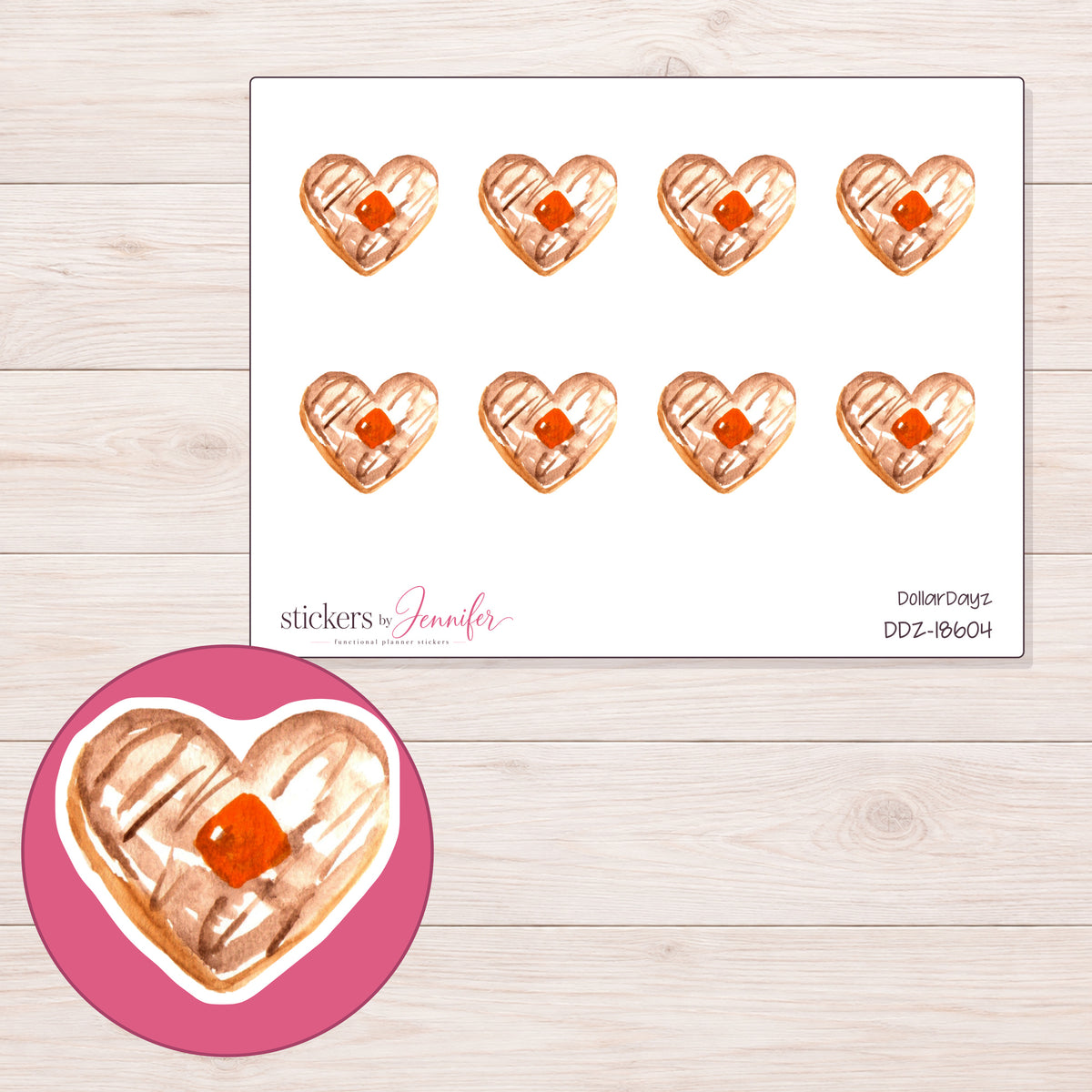 DDZ-18604 planner sticker sheet with enlarged sticker detail