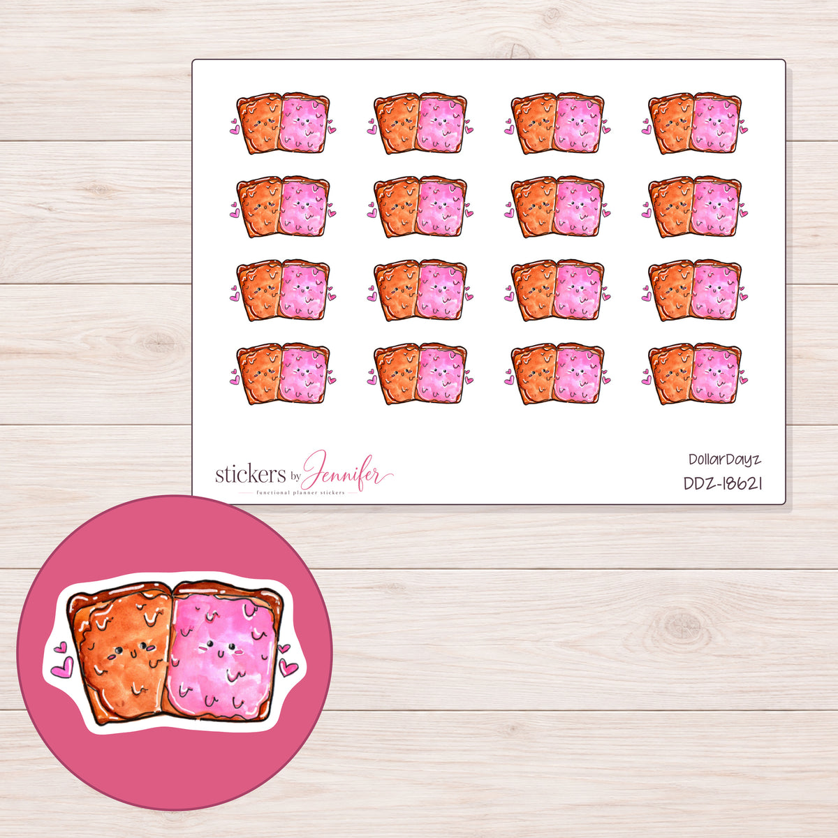 DDZ-18621 planner sticker sheet with enlarged sticker detail