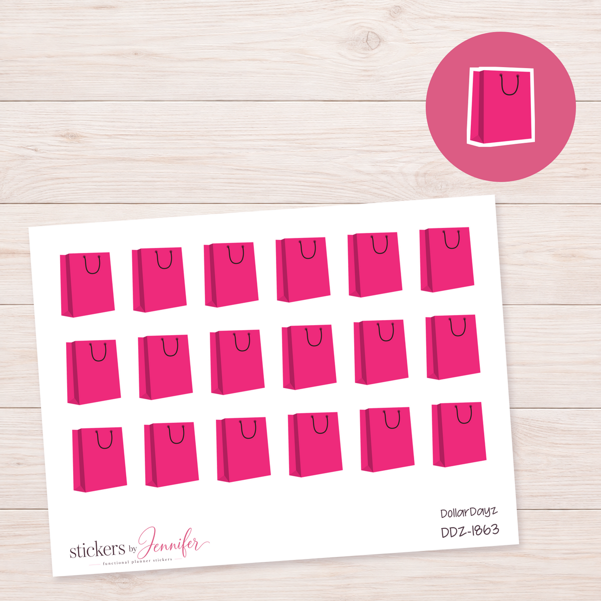 Hot Pink Shopping Bag Planner Stickers | DDZ-1863