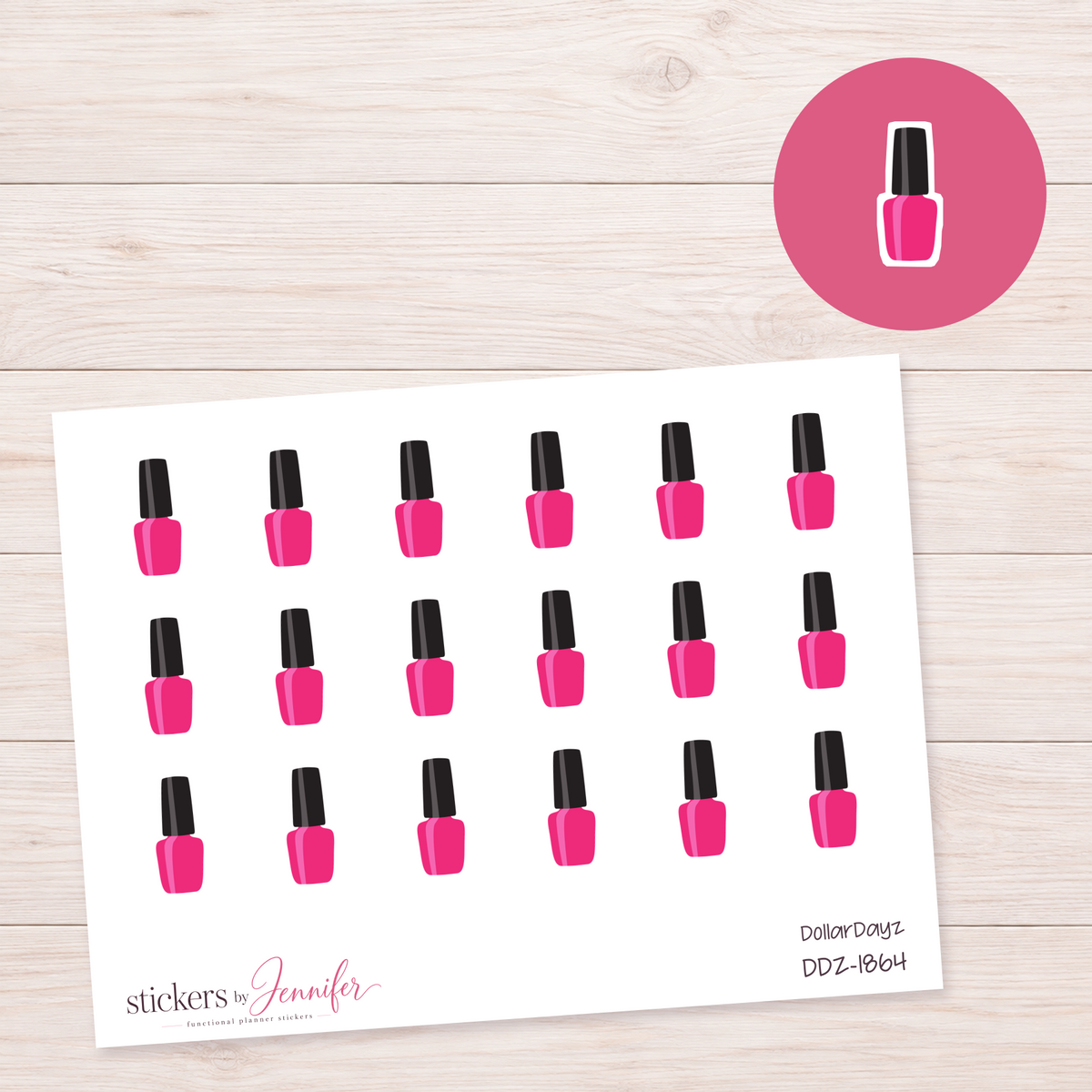 Hot Pink Nail Polish Planner Stickers | DDZ-1864