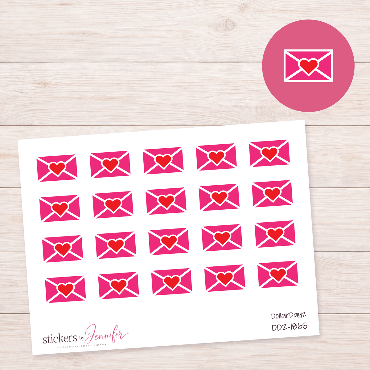 Hot Pink Happy Mail Envelope Planner Stickers | DDZ-1865
