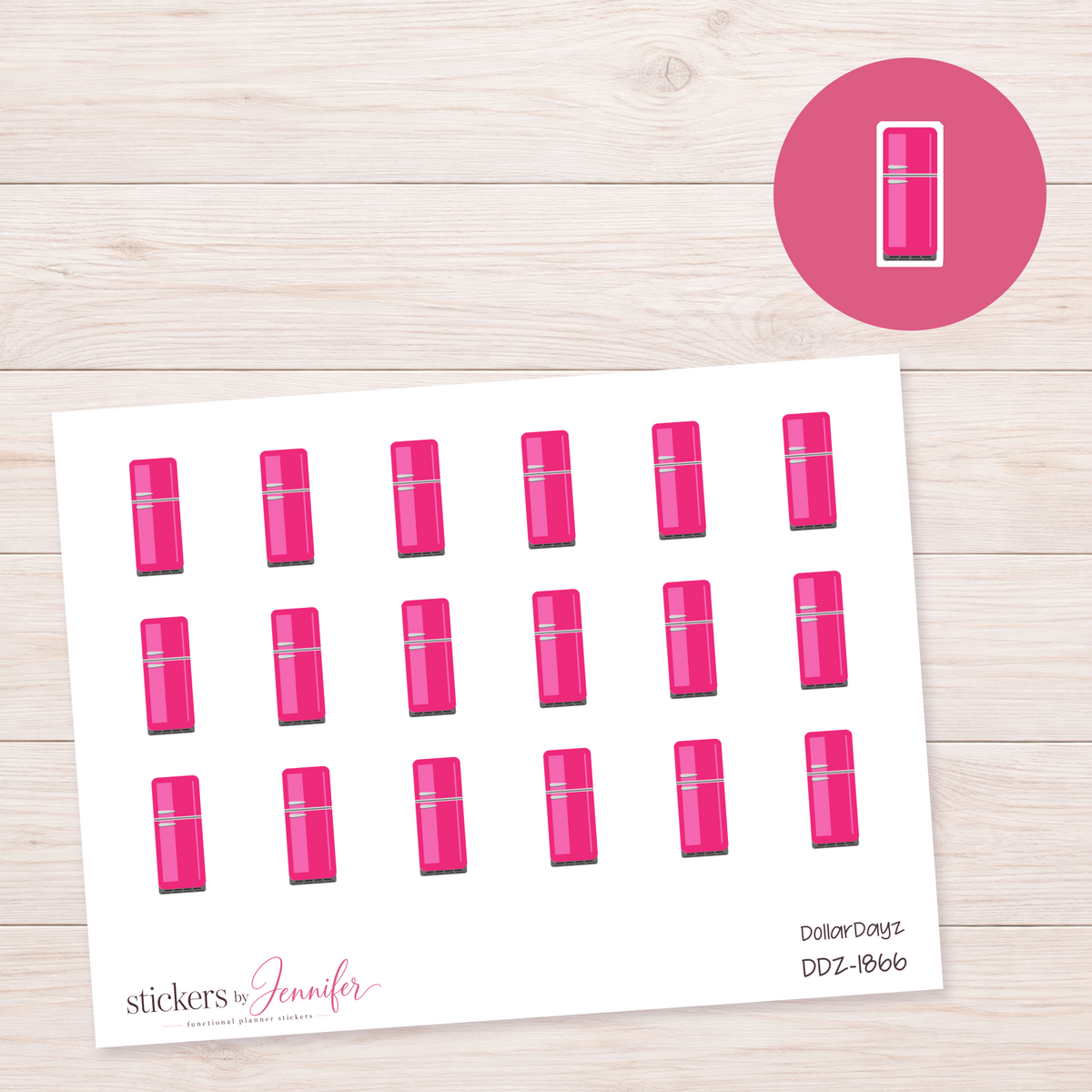 Hot Pink Refrigerator Planner Stickers | DDZ-1866