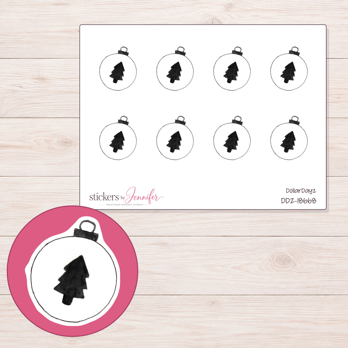 DDZ-18668 planner sticker sheet with enlarged sticker detail