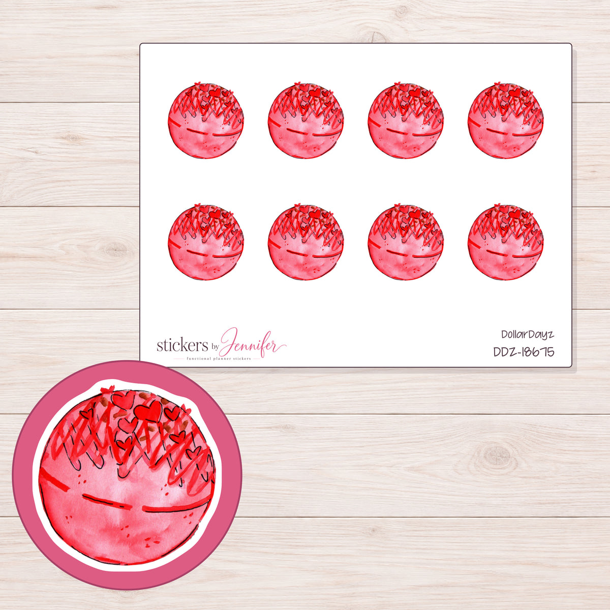 DDZ-18675 planner sticker sheet with enlarged sticker detail