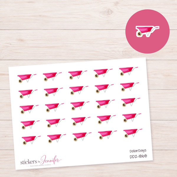 Hot Pink Wheelbarrow Planner Stickers | DDZ-1868