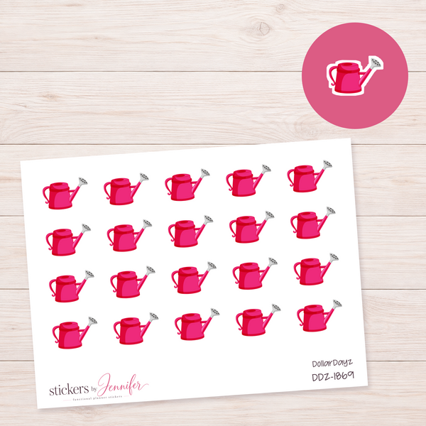 Hot Pink Watering Can Planner Stickers | DDZ-1869