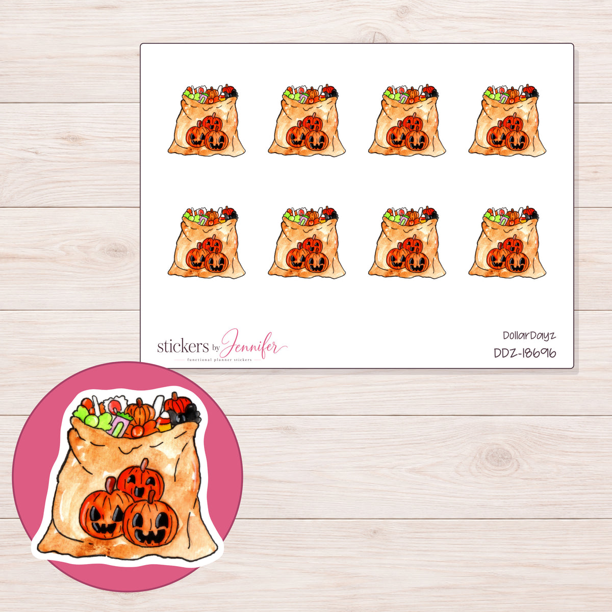 DDZ-18696 planner sticker sheet with enlarged sticker detail