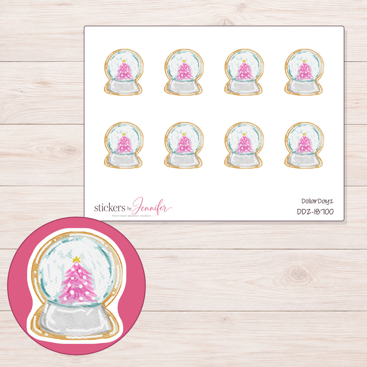 DDZ-18700 planner sticker sheet with enlarged sticker detail
