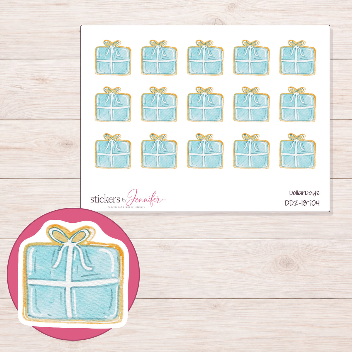 DDZ-18704 planner sticker sheet with enlarged sticker detail