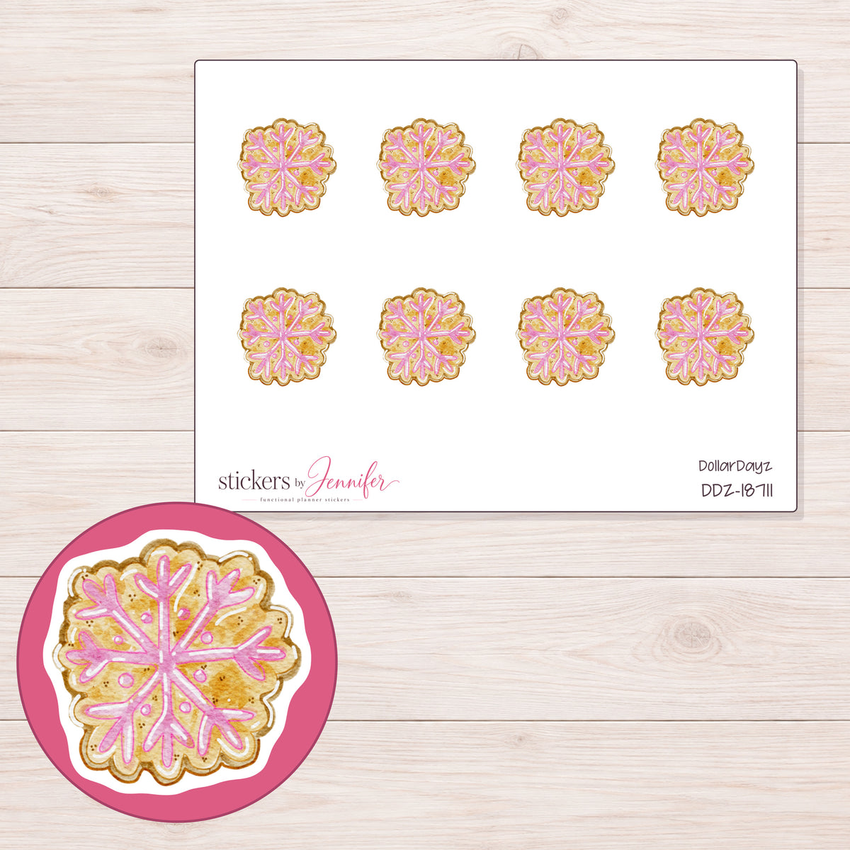 DDZ-18711 planner sticker sheet with enlarged sticker detail