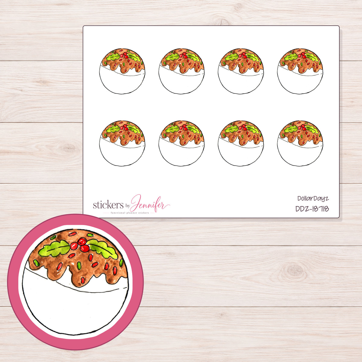 DDZ-18718 planner sticker sheet with enlarged sticker detail