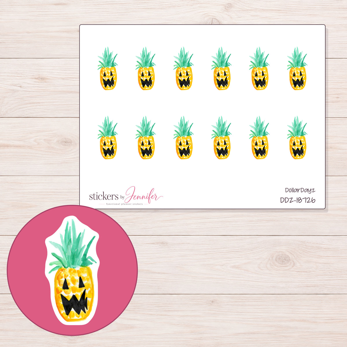 DDZ-18726 planner sticker sheet with enlarged sticker detail