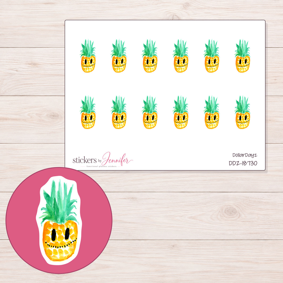 DDZ-18730 planner sticker sheet with enlarged sticker detail