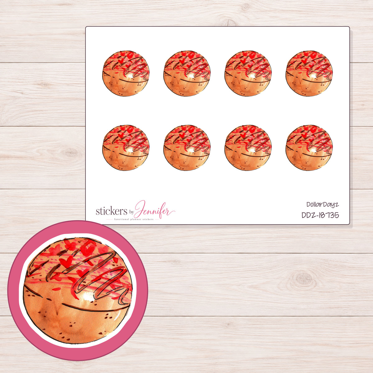 DDZ-18735 planner sticker sheet with enlarged sticker detail