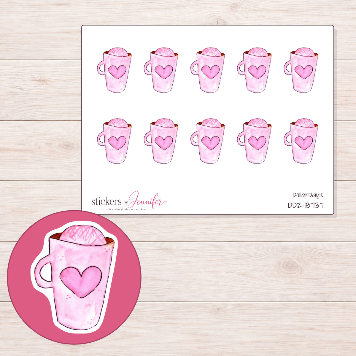 DDZ-18737 planner sticker sheet with enlarged sticker detail