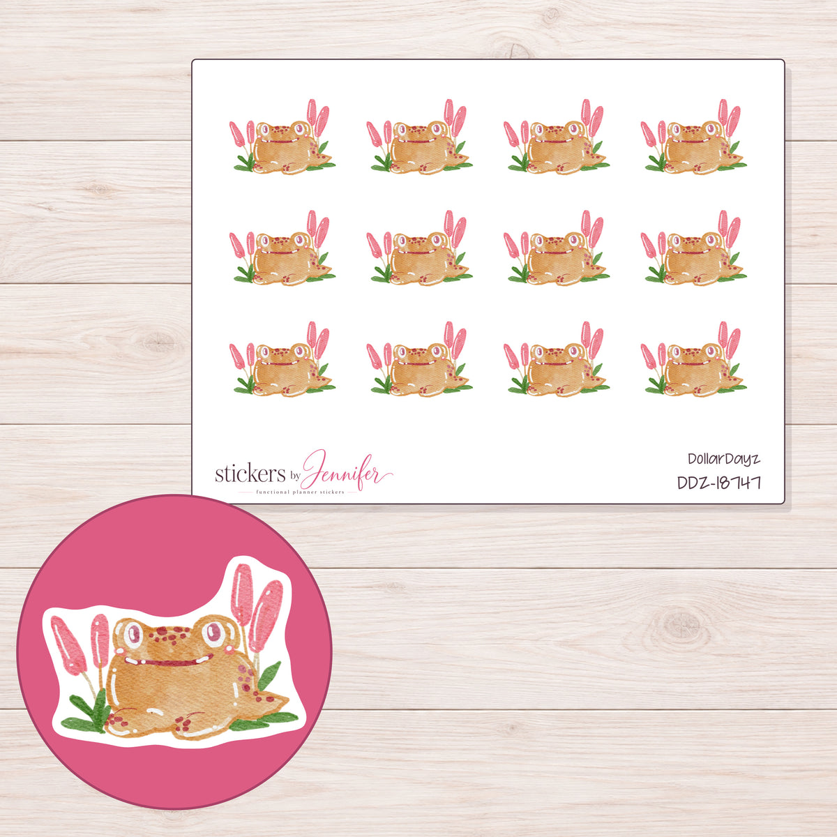 DDZ-18747 planner sticker sheet with enlarged sticker detail