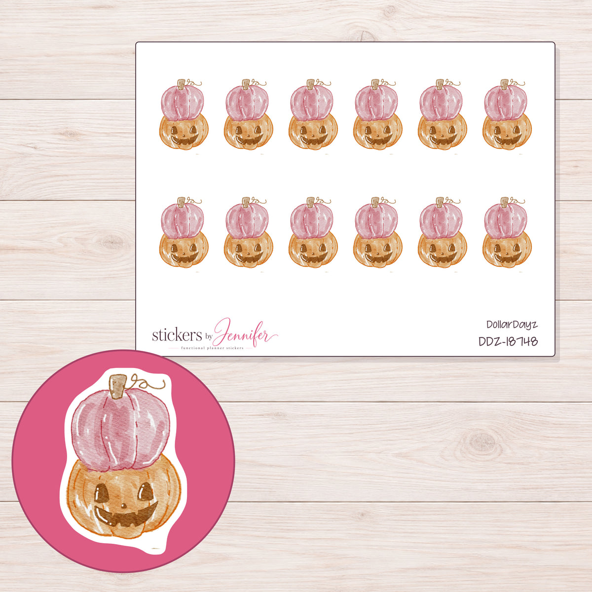 DDZ-18748 planner sticker sheet with enlarged sticker detail