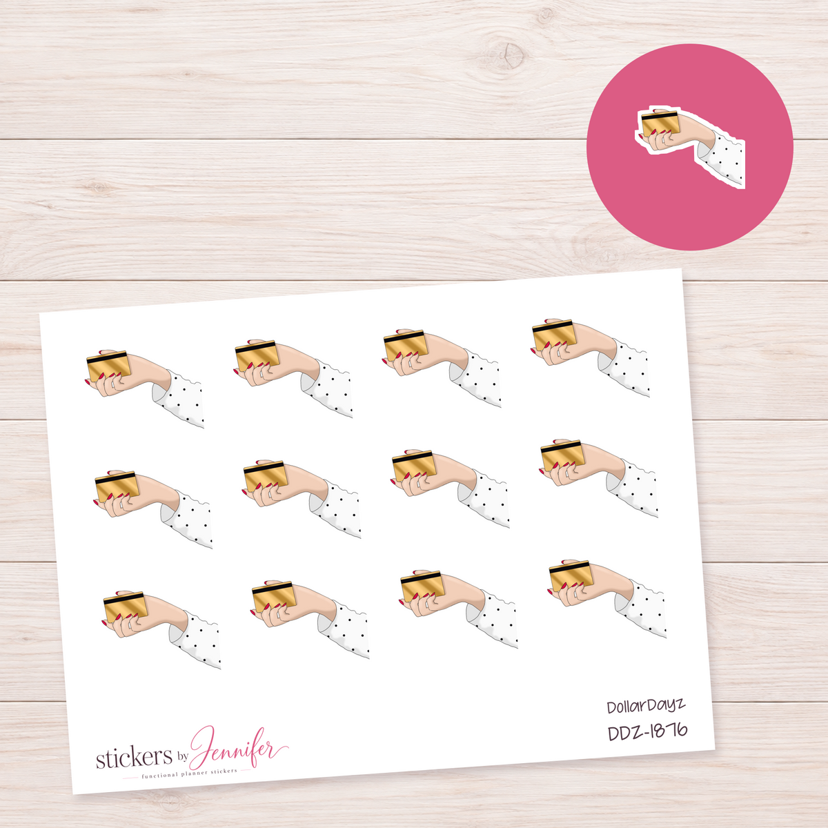 Gold Card in Hand Planner Stickers | DDZ-1876