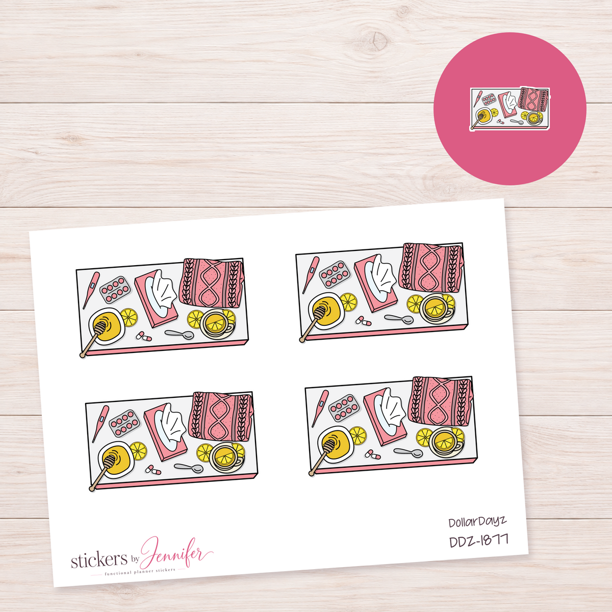 Pink Self-Care Supplies Planner Stickers | DDZ-1877