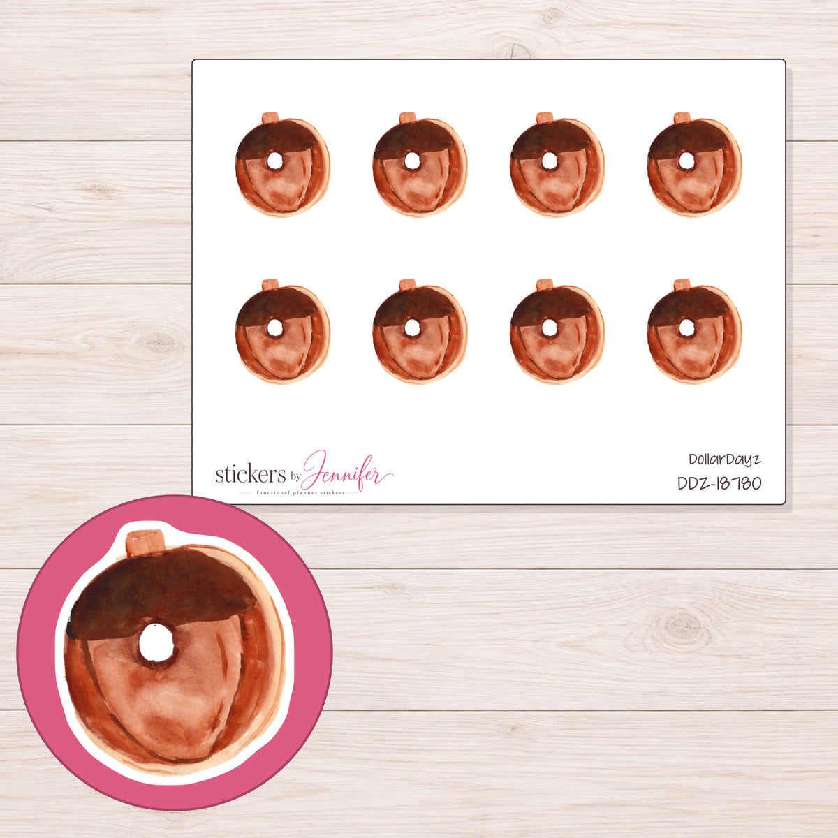 DDZ-18780 planner sticker sheet with enlarged sticker detail