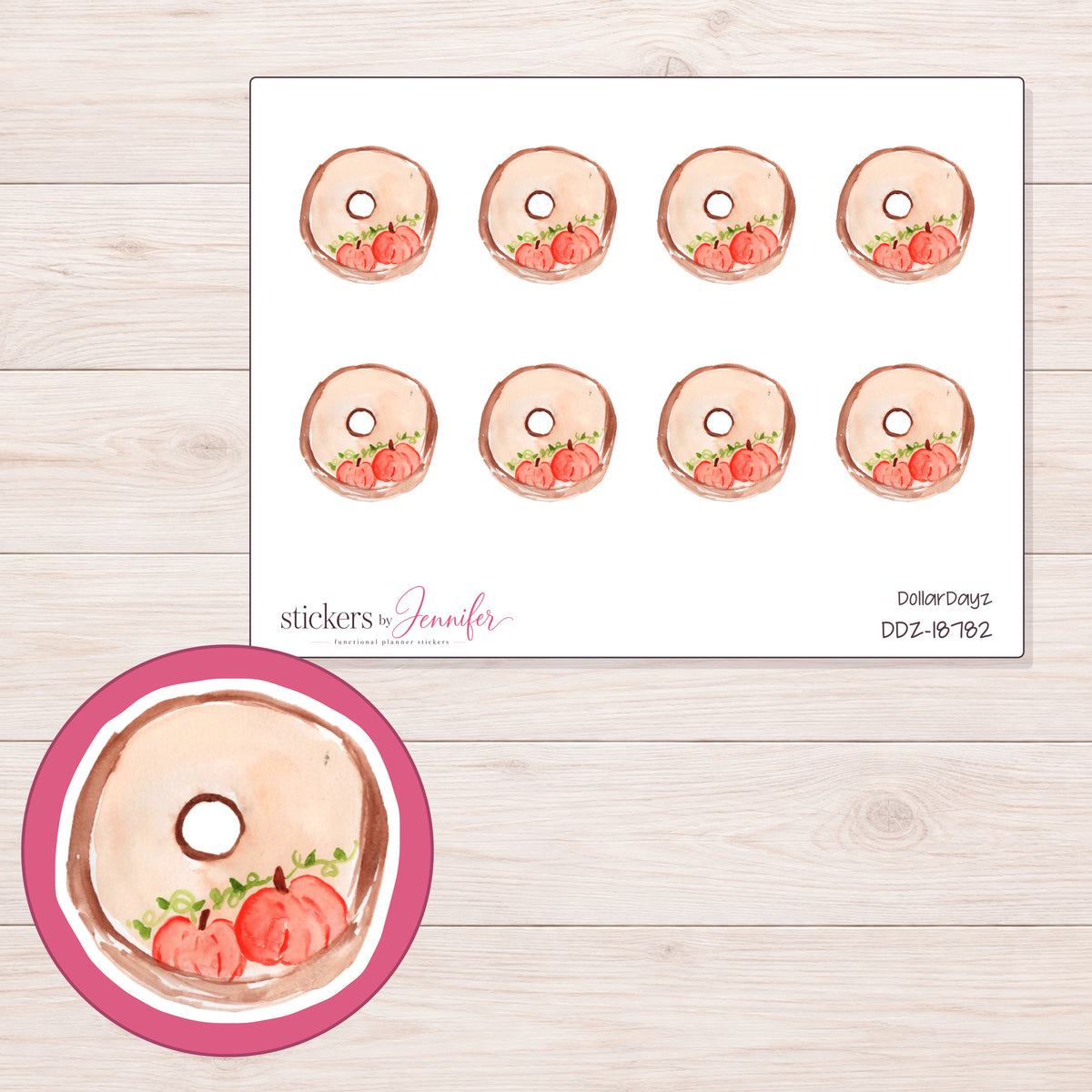 DDZ-18782 planner sticker sheet with enlarged sticker detail
