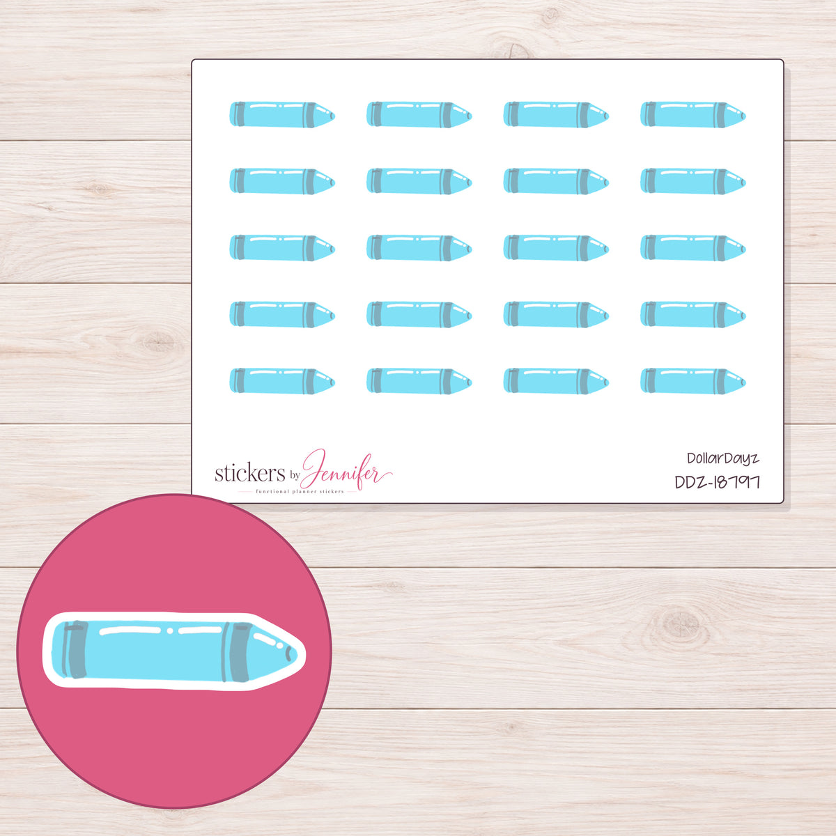 DDZ-18797 planner sticker sheet with enlarged sticker detail
