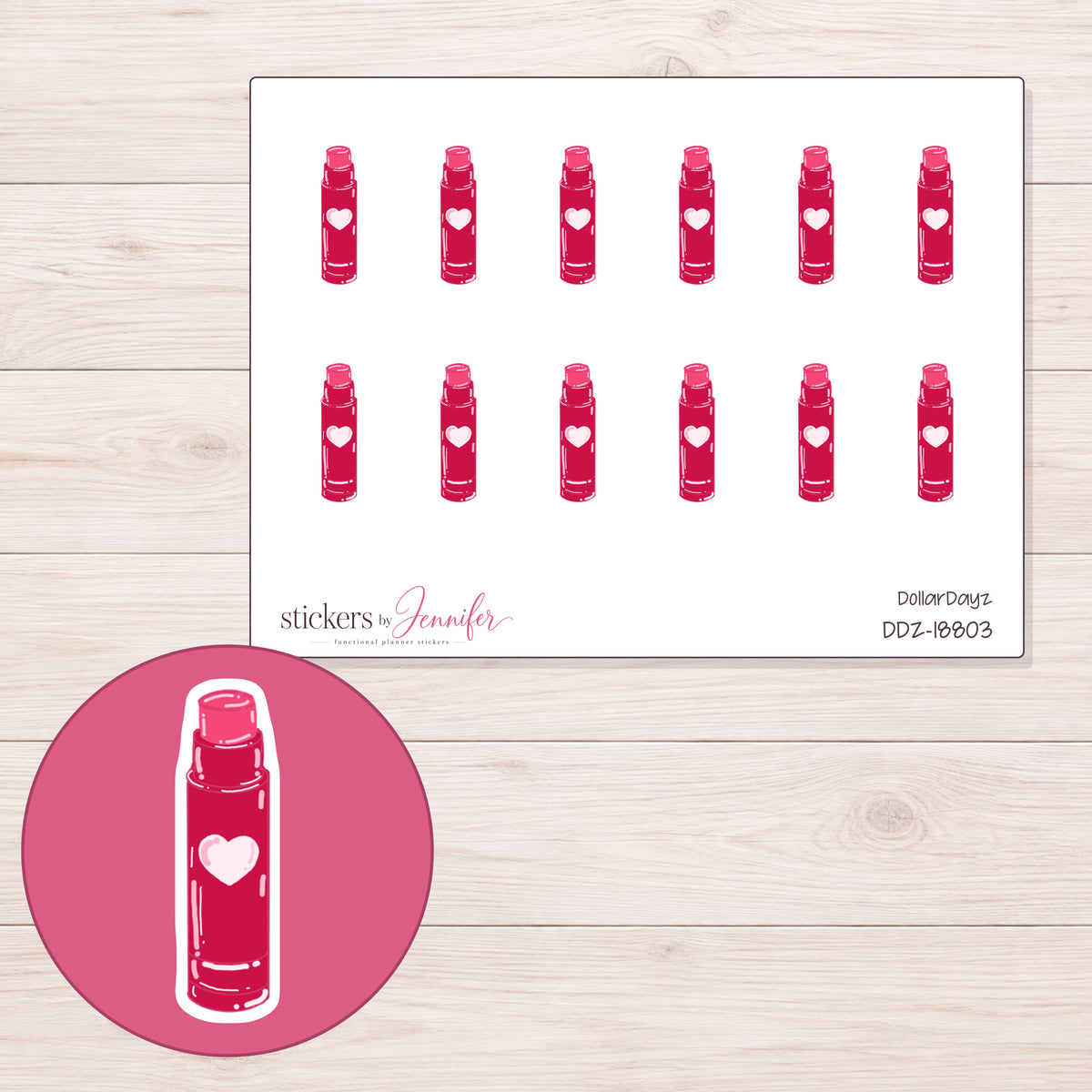 DDZ-18803 planner sticker sheet with enlarged sticker detail