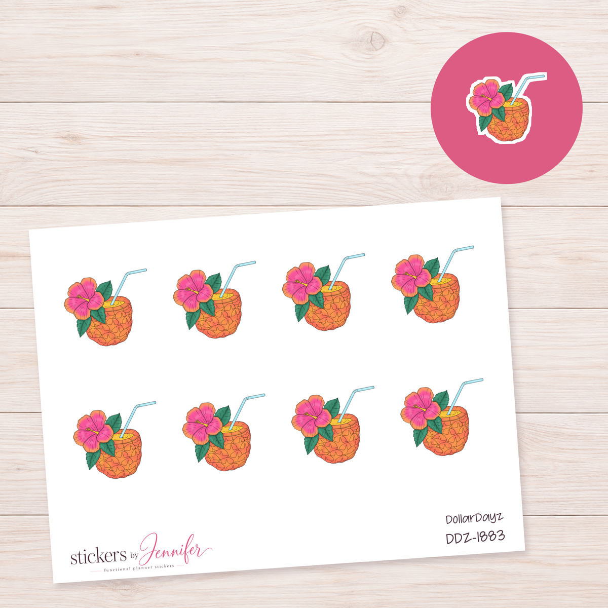 Orange Coconut Drink Planner Stickers | DDZ-1883