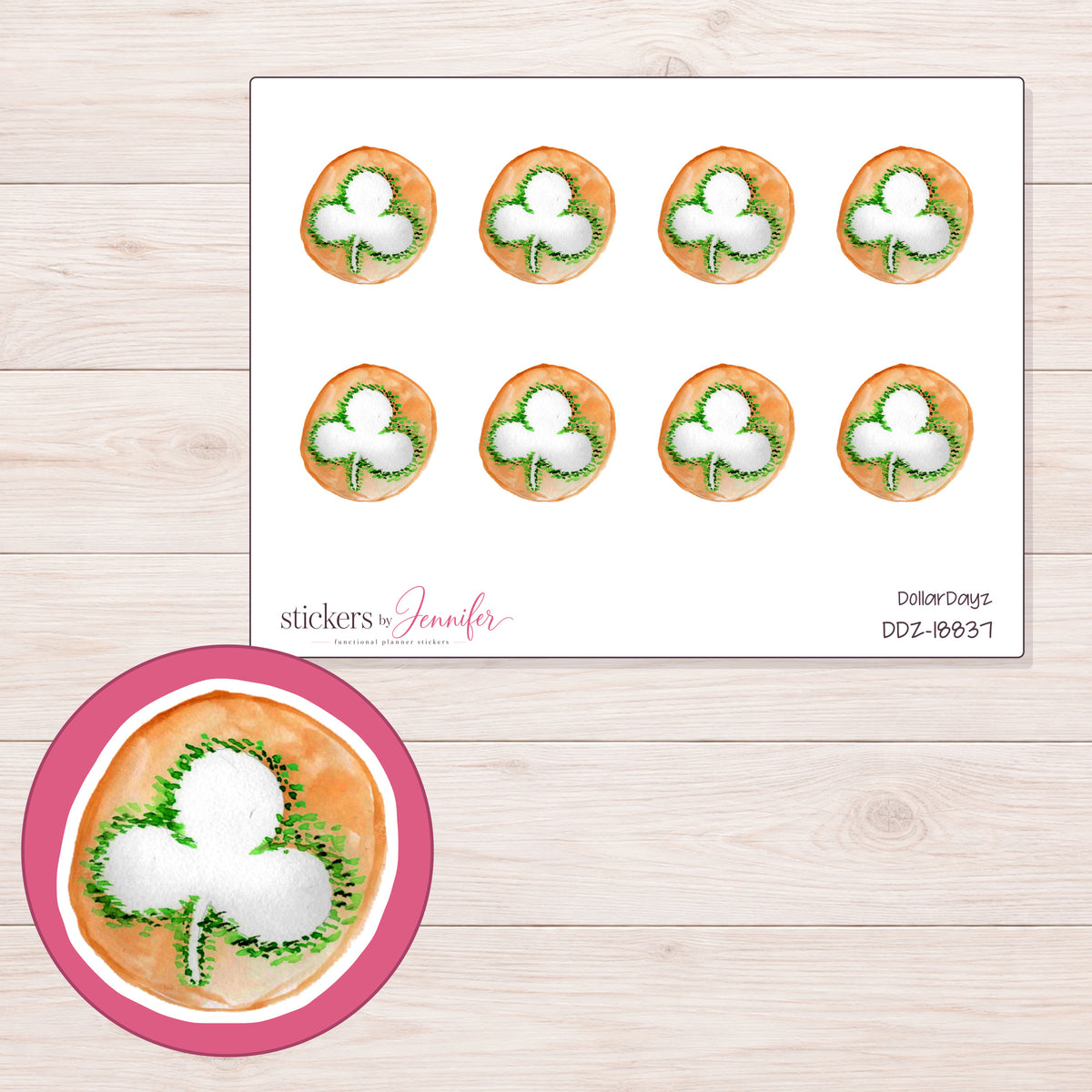 DDZ-18837 planner sticker sheet with enlarged sticker detail