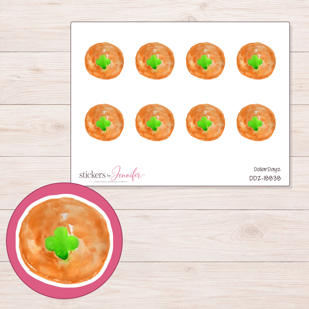 DDZ-18838 planner sticker sheet with enlarged sticker detail