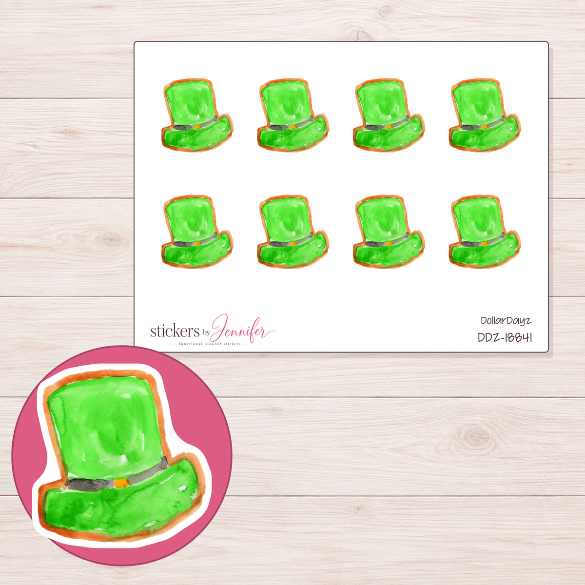 DDZ-18841 planner sticker sheet with enlarged sticker detail
