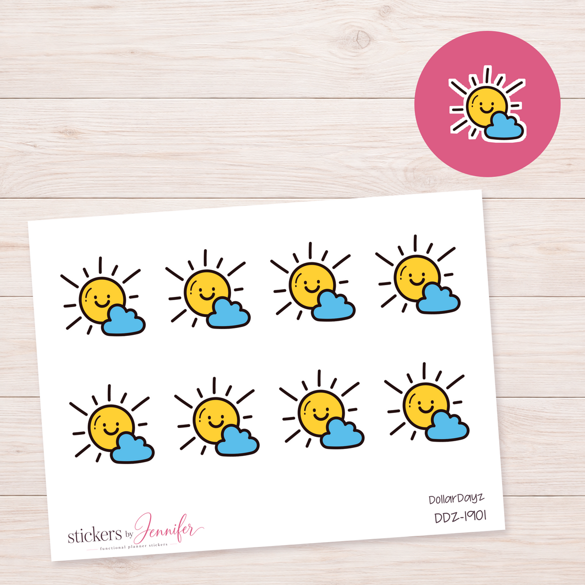 Sun Behind Cloud Planner Stickers | DDZ-1901