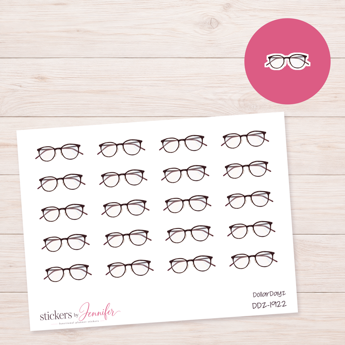 Burgundy Glasses Planner Stickers | DDZ-1922