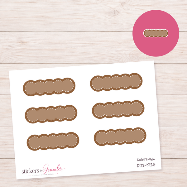 Warm Brown Scalloped Label Planner Stickers | DDZ-1925