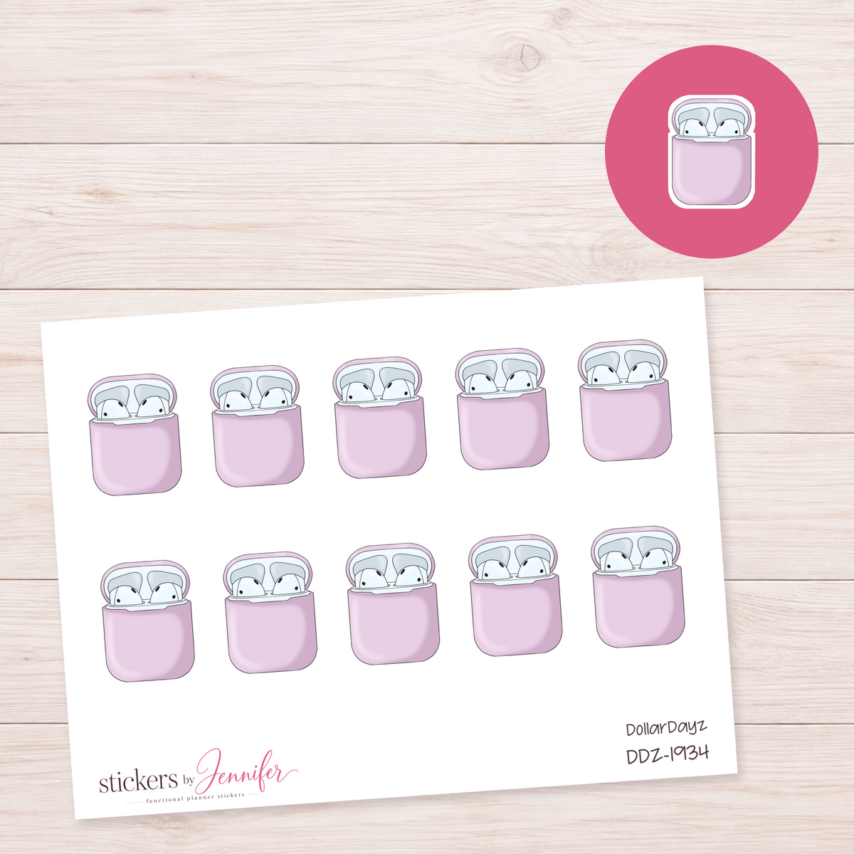Lavender Earbud Case Planner Stickers | DDZ-1934
