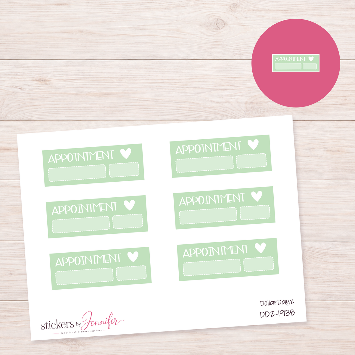 Mint Appointment Label Planner Stickers | DDZ-1938
